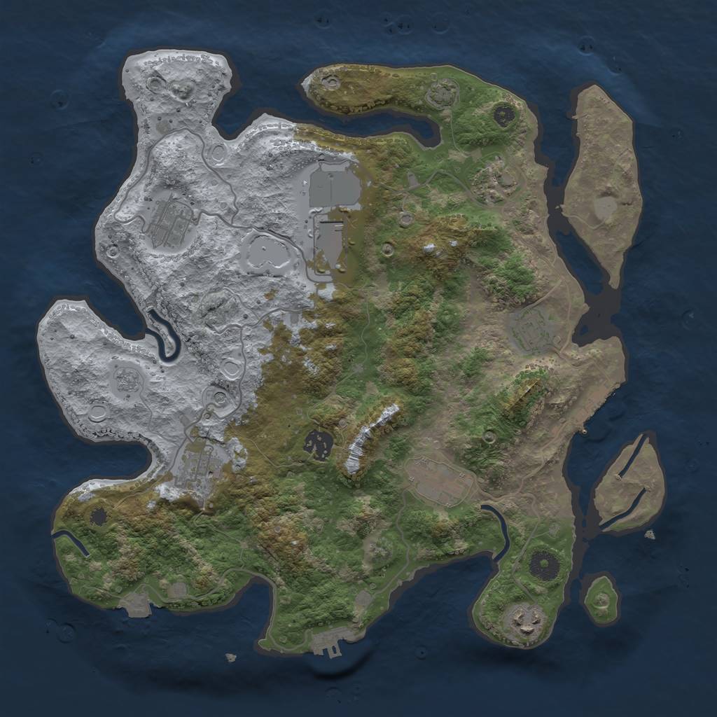 Rust Map: Procedural Map, Size: 3600, Seed: 13009, 16 Monuments