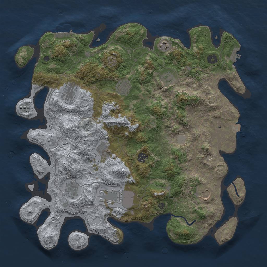 Rust Map: Procedural Map, Size: 4000, Seed: 7447780, 18 Monuments
