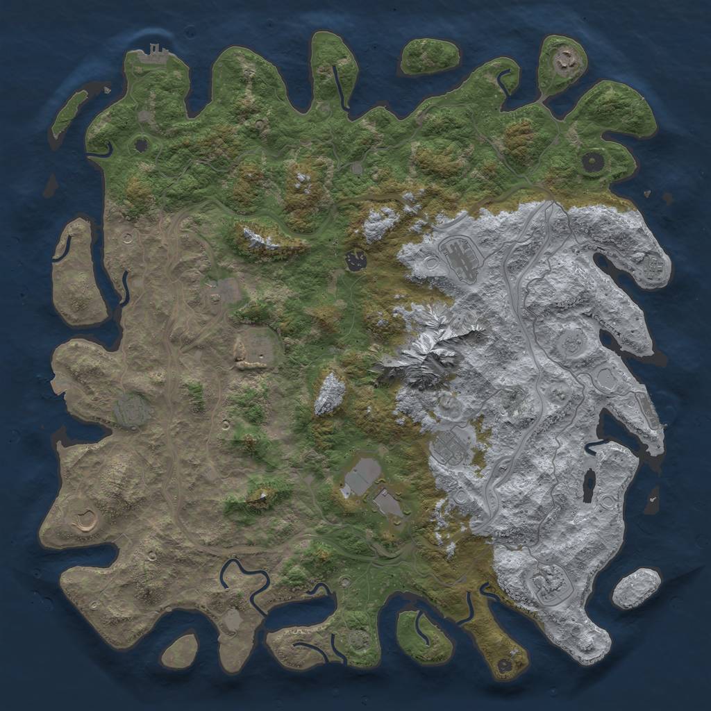 Rust Map: Procedural Map, Size: 5000, Seed: 63830617, 19 Monuments
