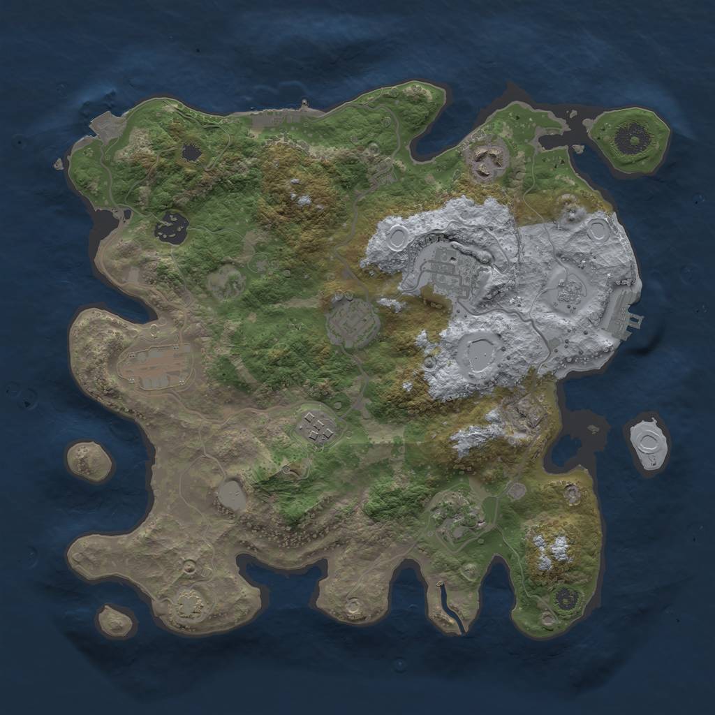 Rust Map: Procedural Map, Size: 3250, Seed: 173334, 14 Monuments