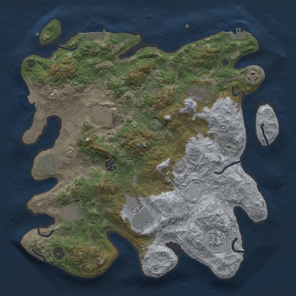 Rust Map: Procedural Map, Size: 3800, Seed: 30836967, 17 Monuments