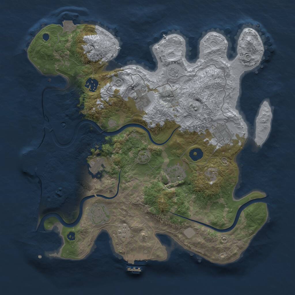 Rust Map: Procedural Map, Size: 3400, Seed: 54767389, 13 Monuments