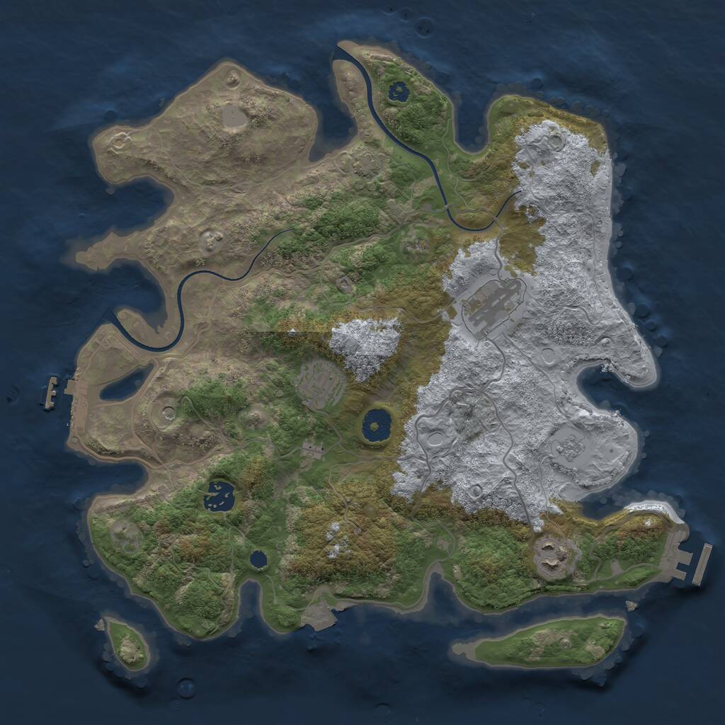 Rust Map: Procedural Map, Size: 3450, Seed: 13083659, 10 Monuments