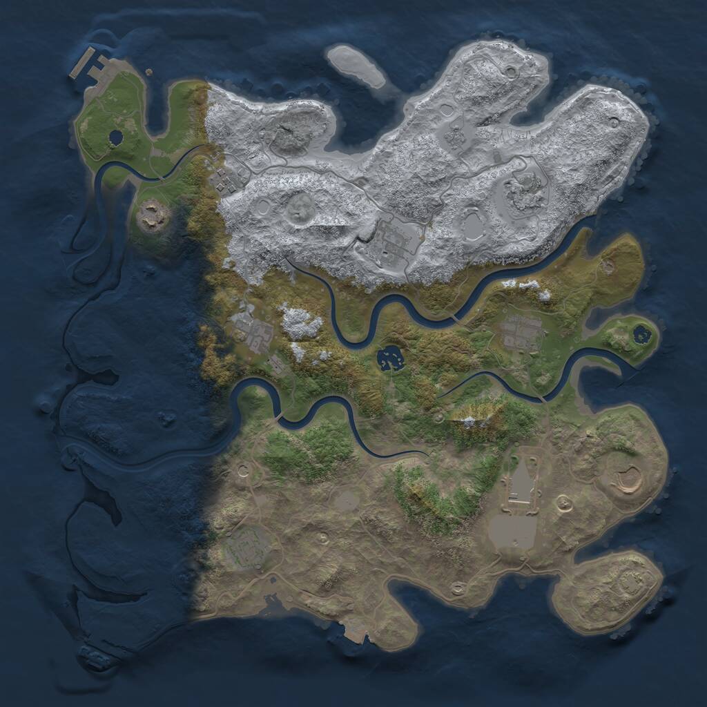 Rust Map: Procedural Map, Size: 3950, Seed: 22817438, 16 Monuments