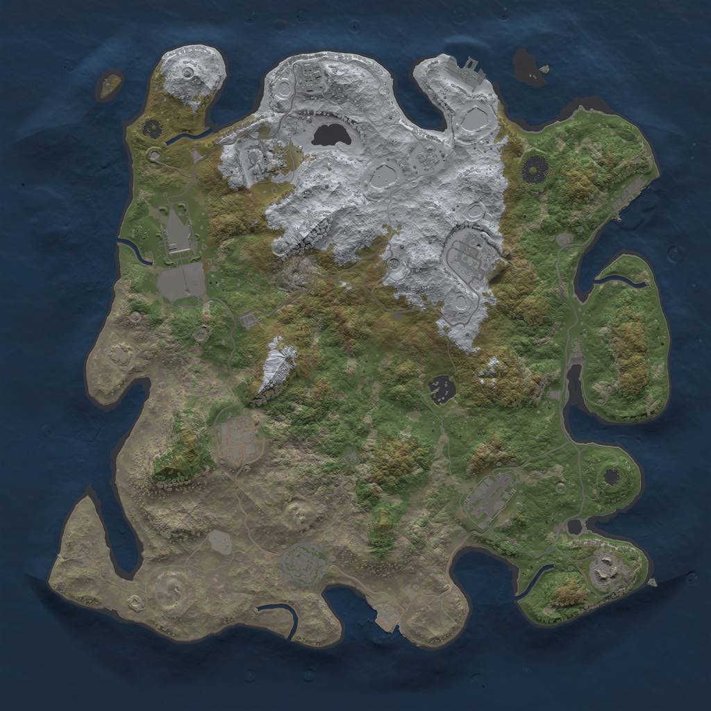 Rust Map: Procedural Map, Size: 3900, Seed: 98054305, 17 Monuments