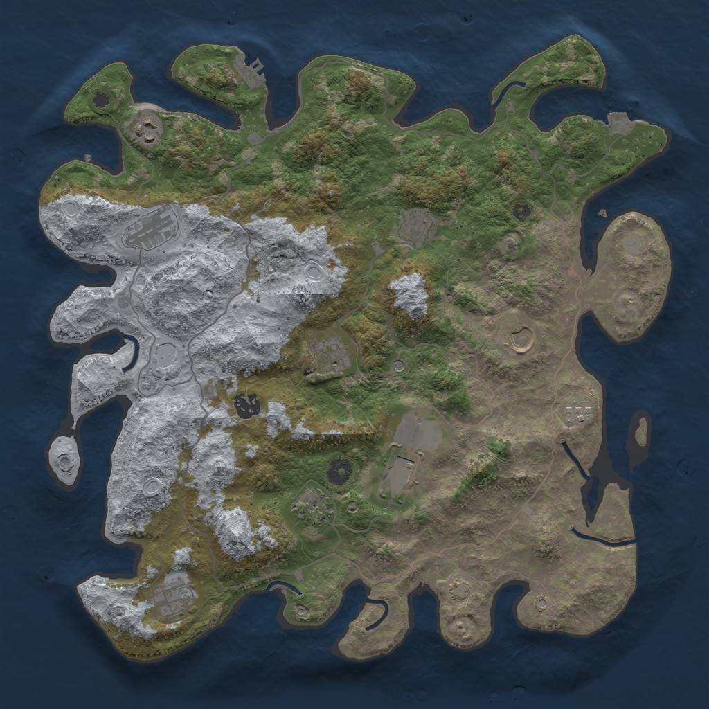 Rust Map: Procedural Map, Size: 4100, Seed: 45754379, 17 Monuments