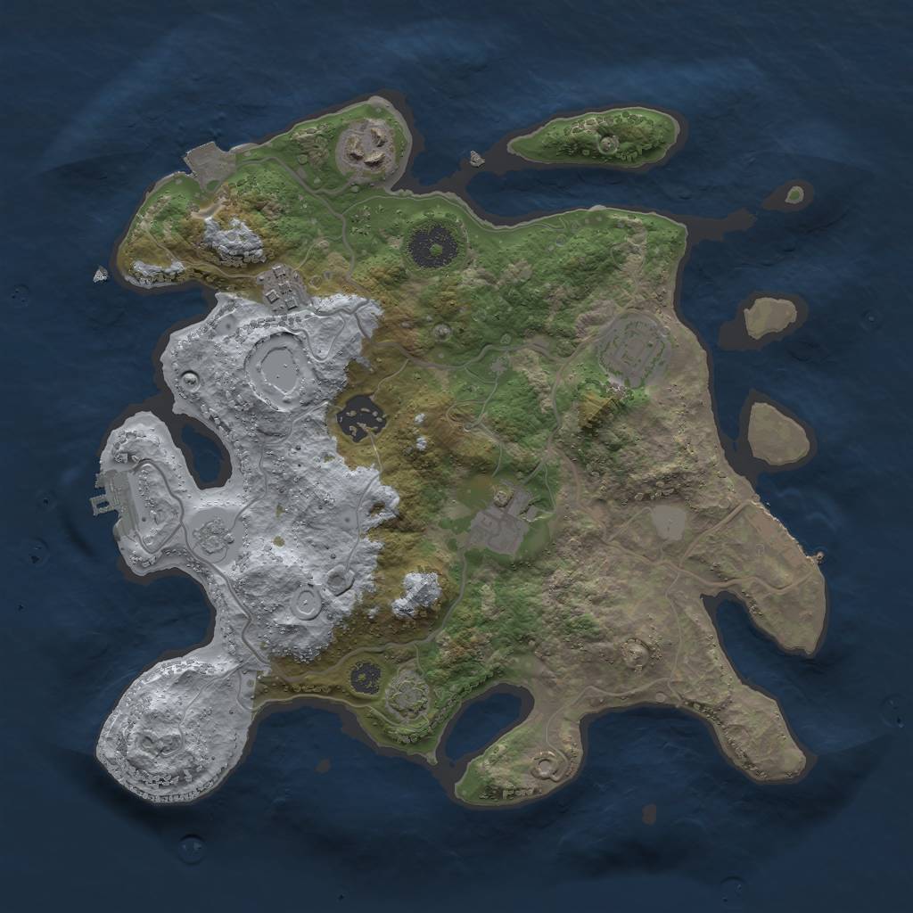 Rust Map: Procedural Map, Size: 3000, Seed: 1541708147, 12 Monuments