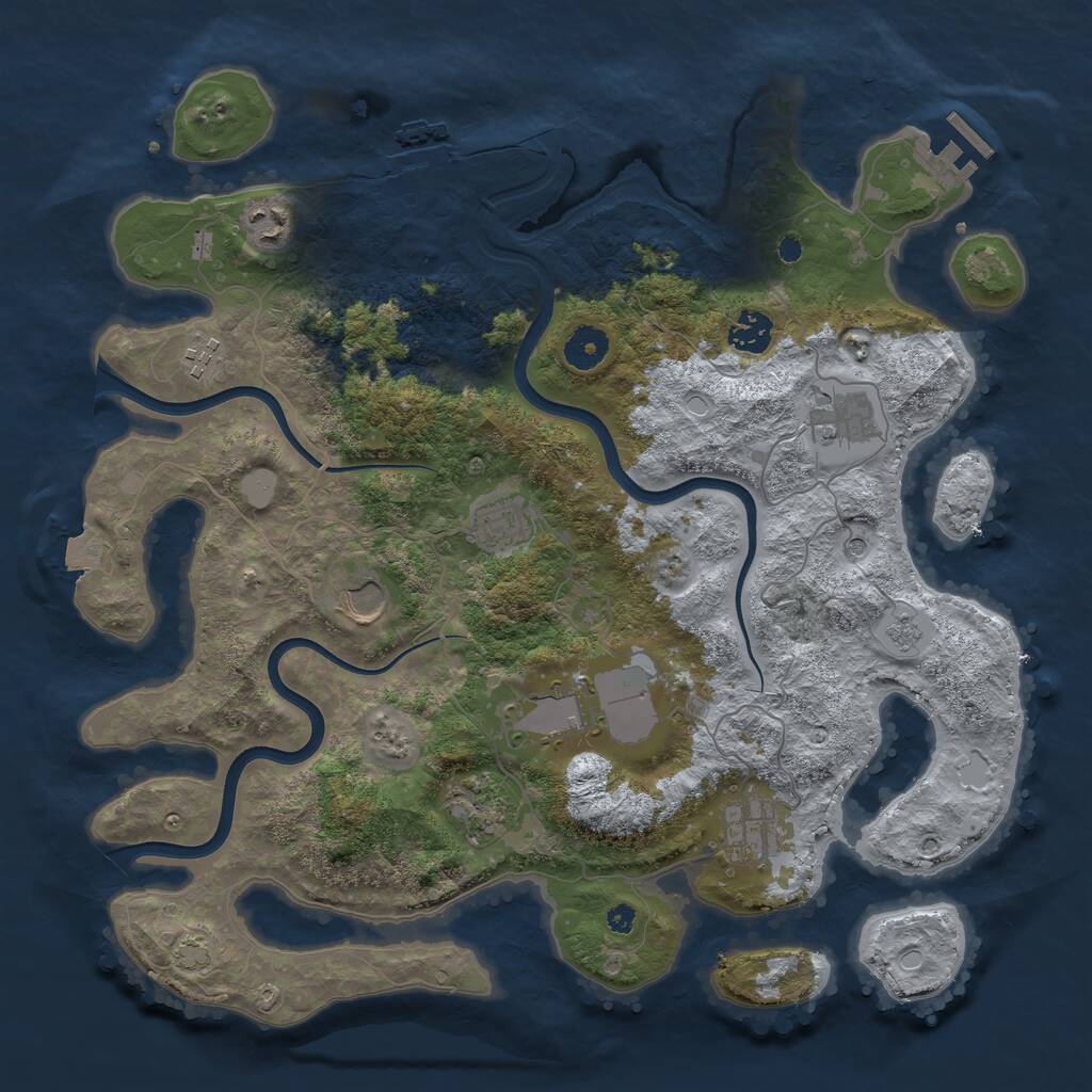 Rust Map: Procedural Map, Size: 3800, Seed: 1363214534, 15 Monuments