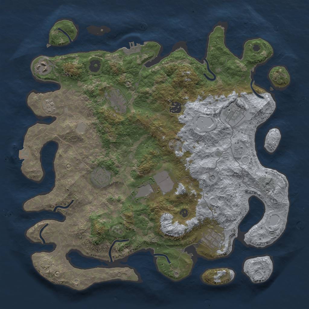 Rust Map: Procedural Map, Size: 3800, Seed: 1363214534, 15 Monuments
