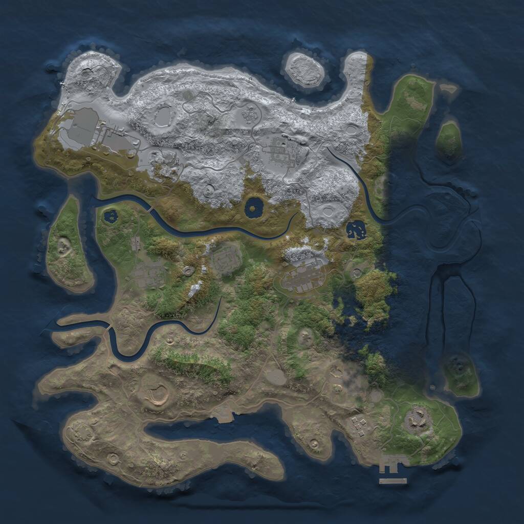 Rust Map: Procedural Map, Size: 3850, Seed: 63535755, 16 Monuments