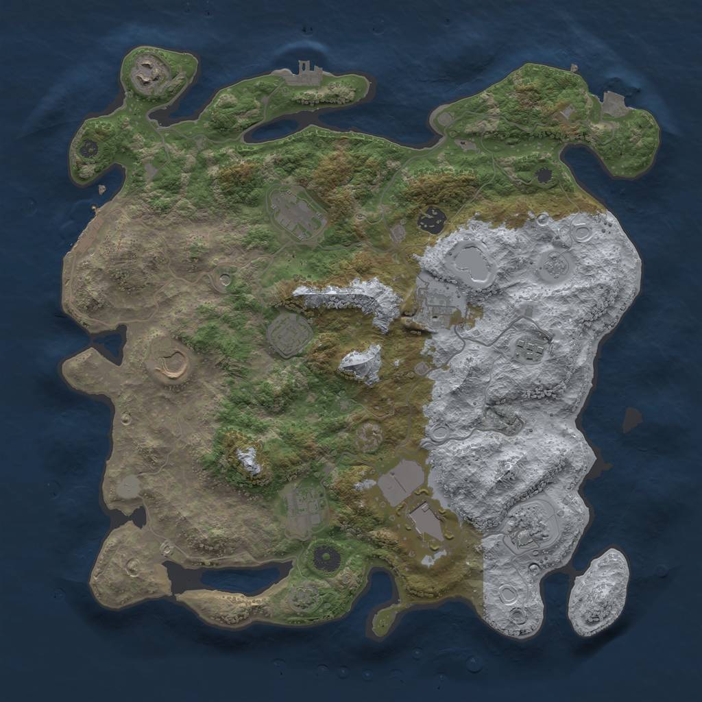 Rust Map: Procedural Map, Size: 3900, Seed: 79666904, 18 Monuments