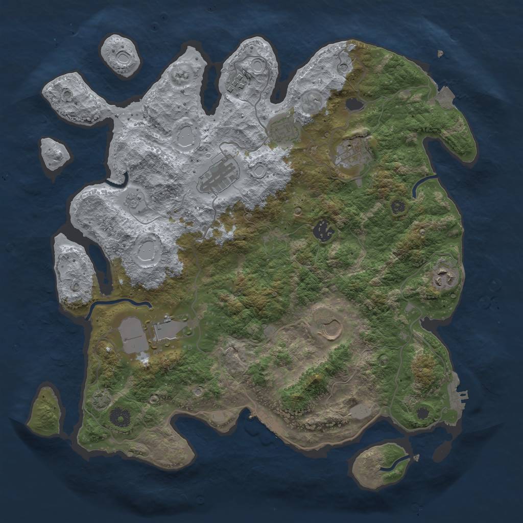 Rust Map: Procedural Map, Size: 3800, Seed: 82961336, 16 Monuments