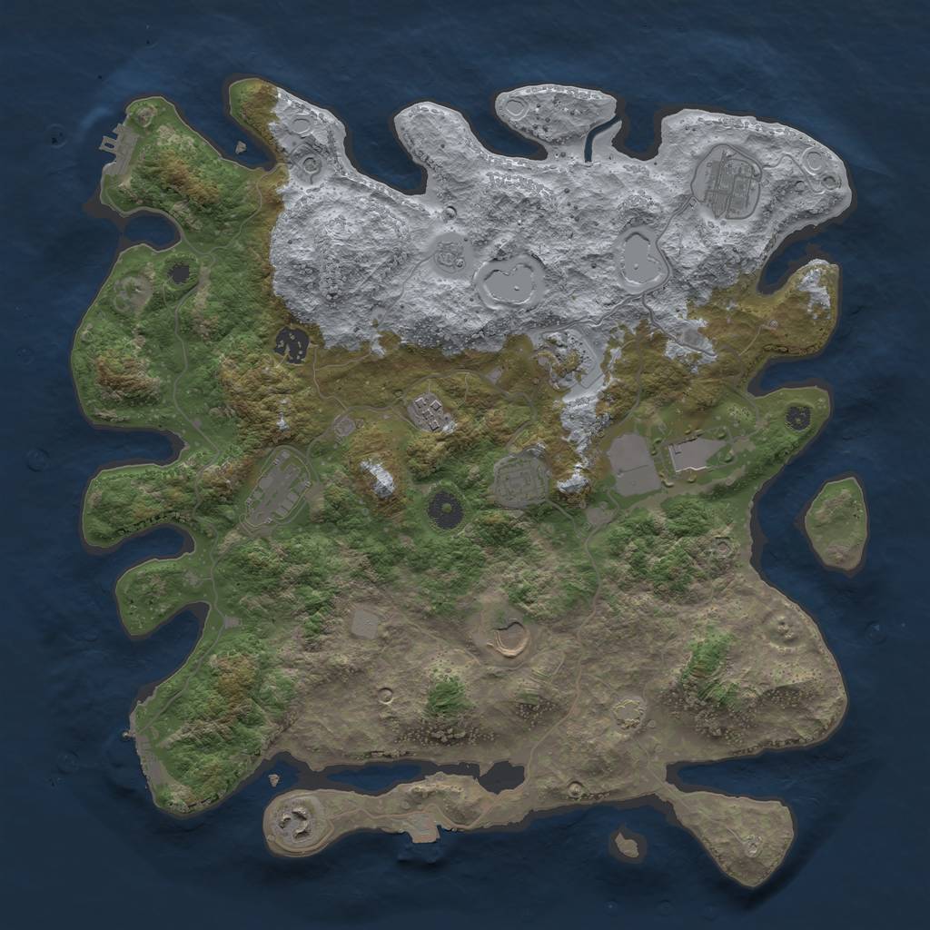 Rust Map: Procedural Map, Size: 3950, Seed: 43079230, 17 Monuments