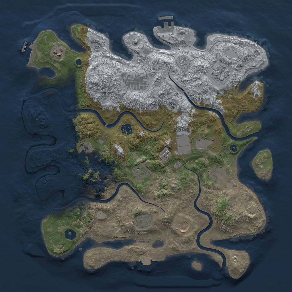 Rust Map: Procedural Map, Size: 3950, Seed: 43079230, 17 Monuments