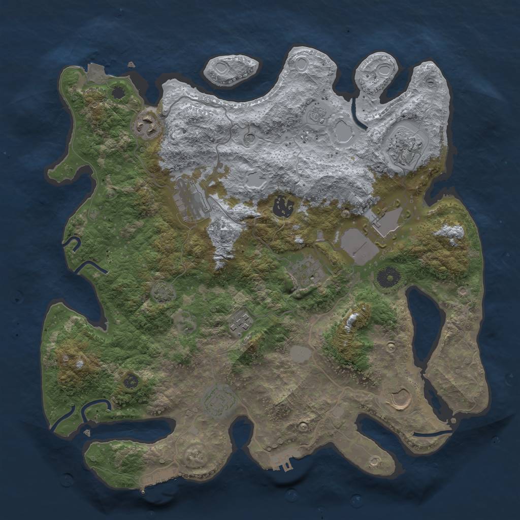 Rust Map: Procedural Map, Size: 3600, Seed: 45438863, 17 Monuments