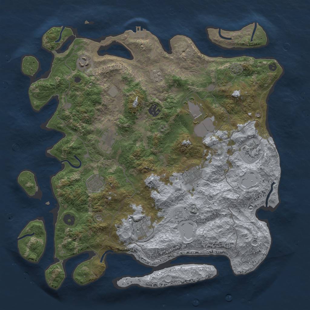 Rust Map: Procedural Map, Size: 4000, Seed: 80250166, 16 Monuments