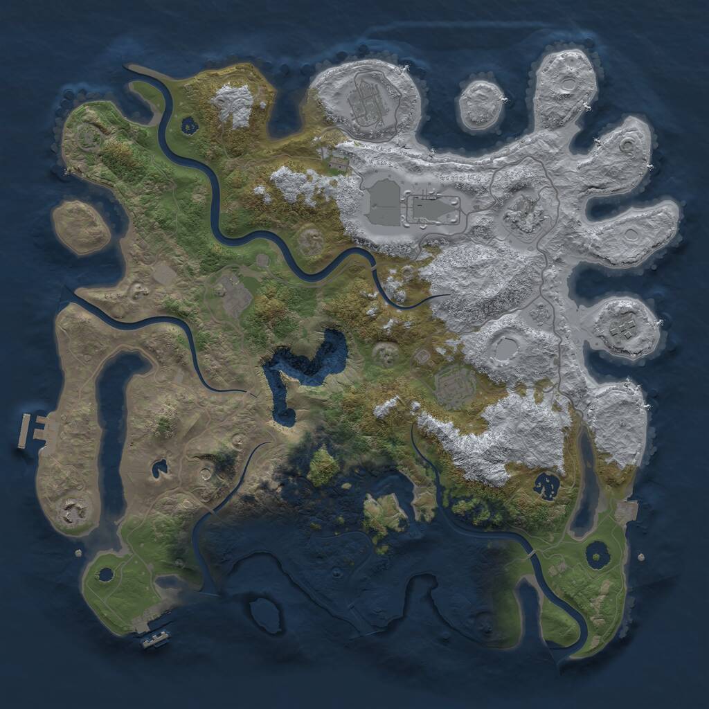 Rust Map: Procedural Map, Size: 4100, Seed: 60889975, 14 Monuments