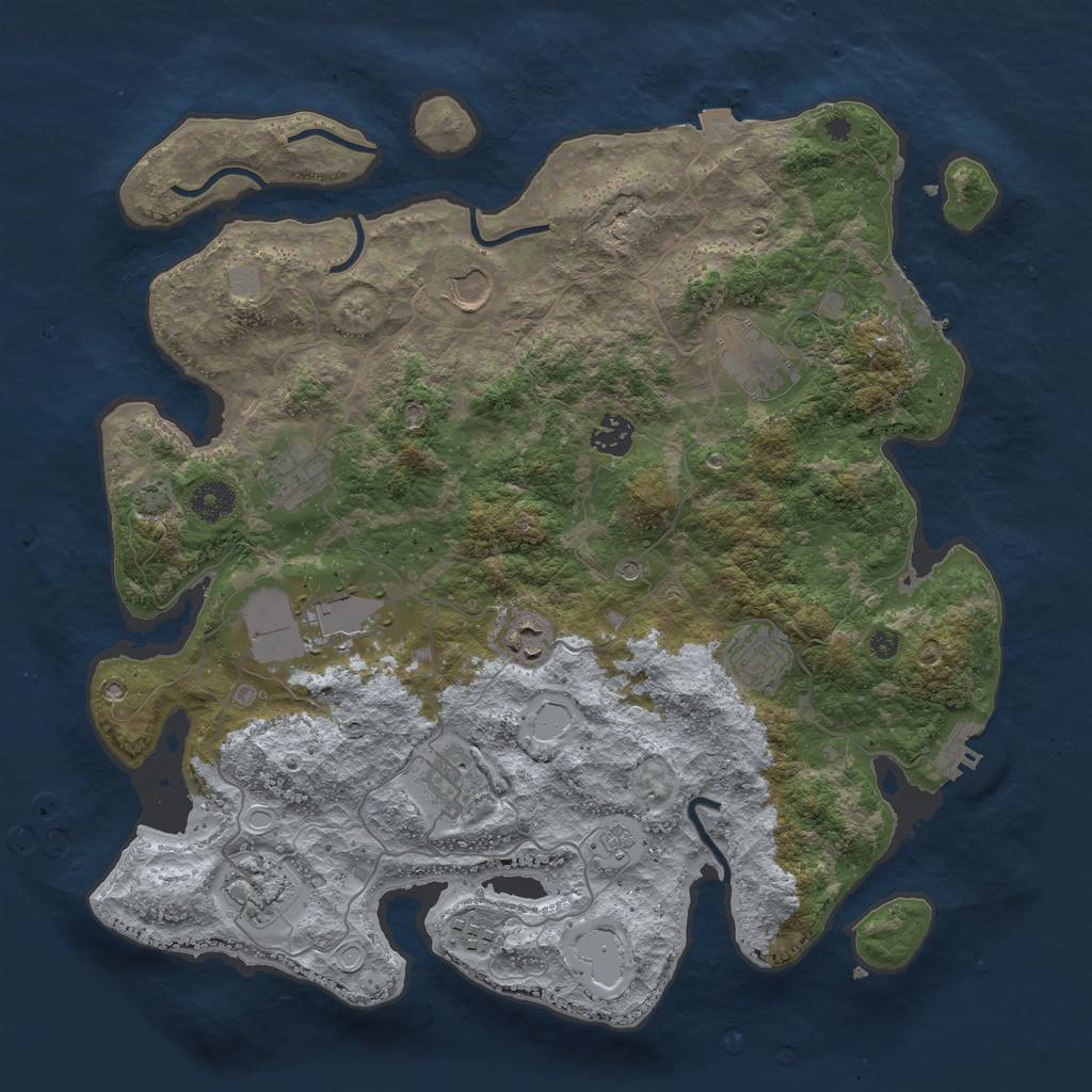 Rust Map: Procedural Map, Size: 3850, Seed: 96659300, 18 Monuments