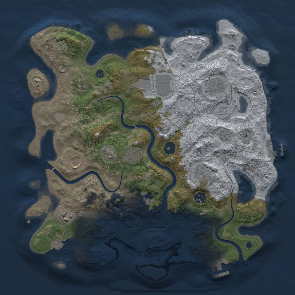 Rust Map: Procedural Map, Size: 3700, Seed: 64519103, 16 Monuments