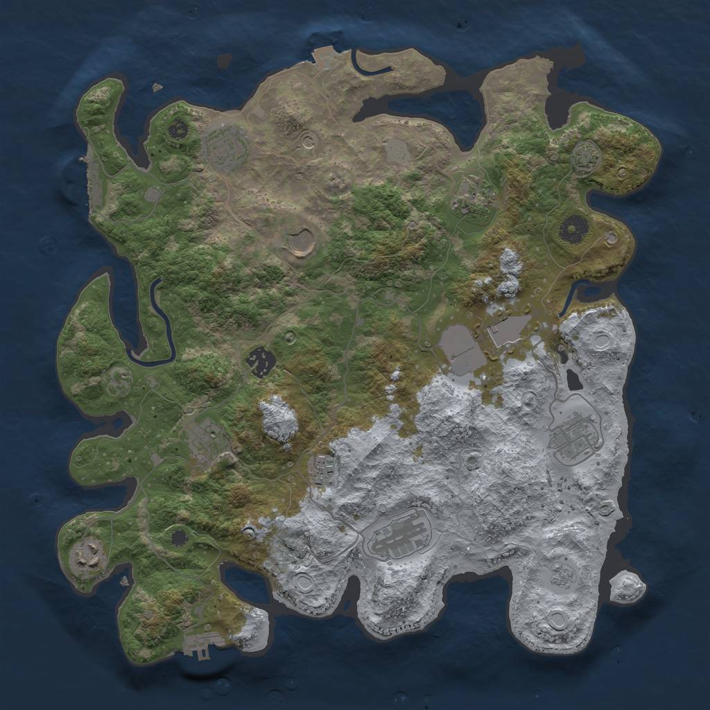 Rust Map: Procedural Map, Size: 3700, Seed: 5534433, 18 Monuments