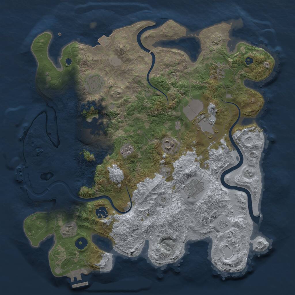 Rust Map: Procedural Map, Size: 3700, Seed: 5534433, 14 Monuments