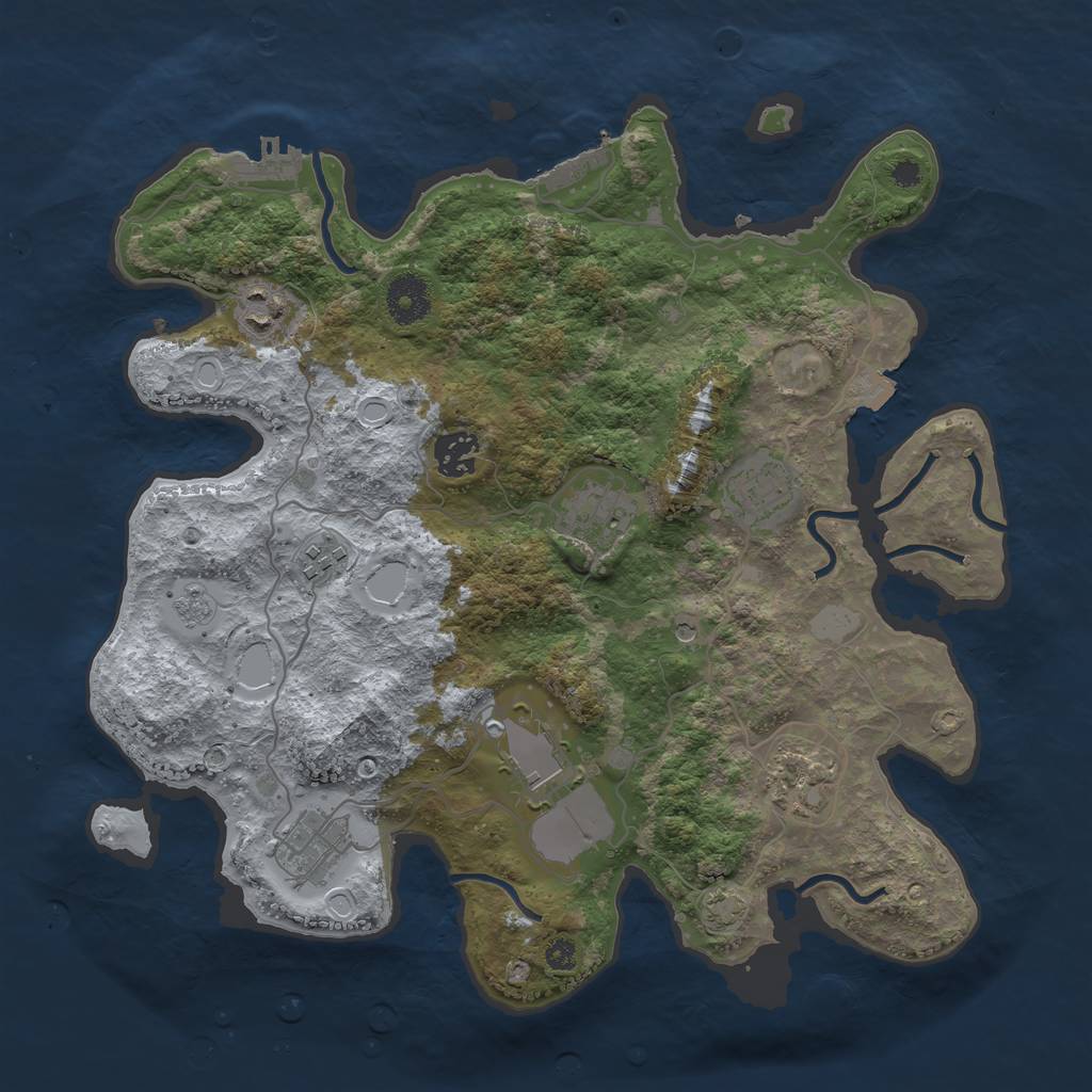 Rust Map: Procedural Map, Size: 3500, Seed: 118093813, 16 Monuments
