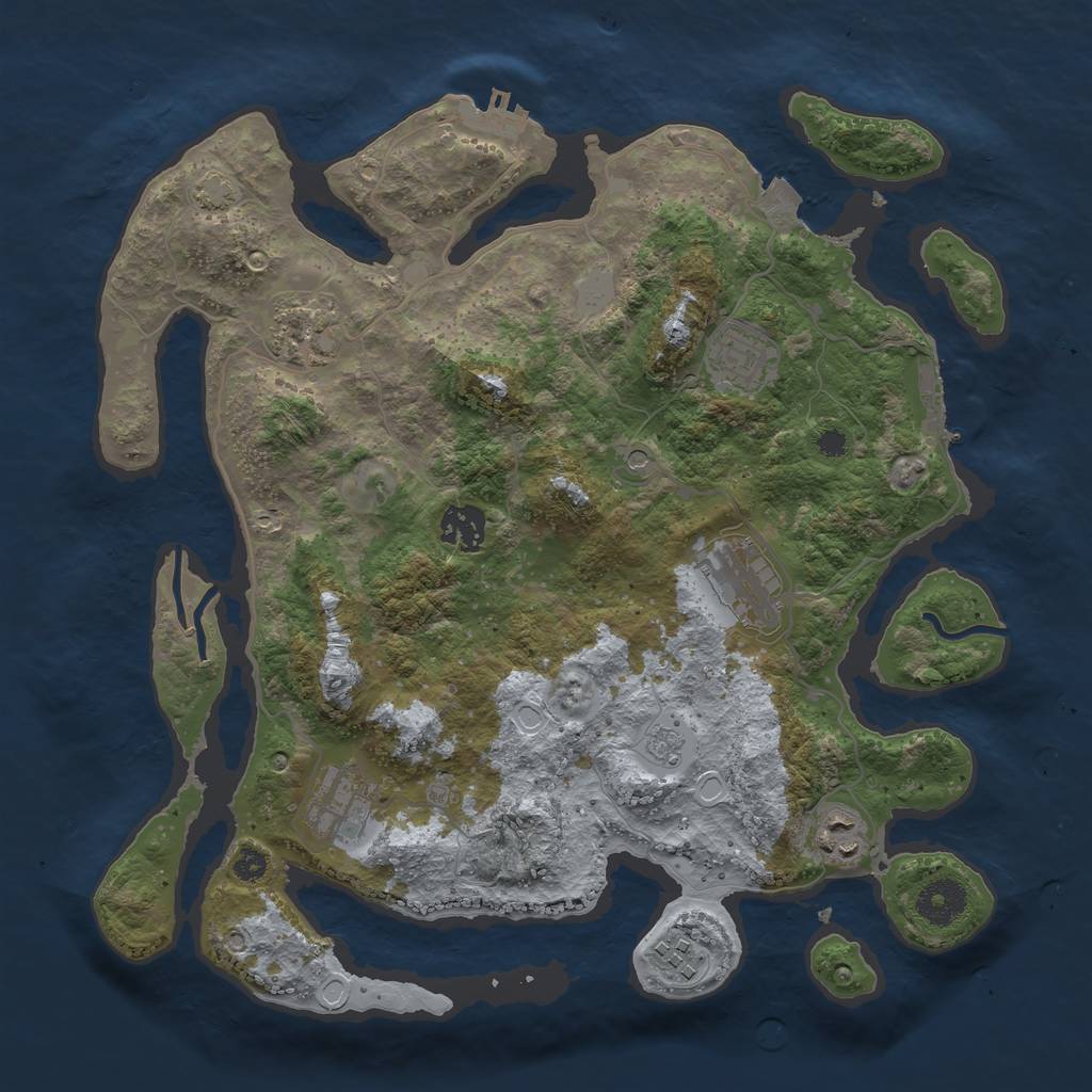 Rust Map: Procedural Map, Size: 3450, Seed: 58685094, 15 Monuments