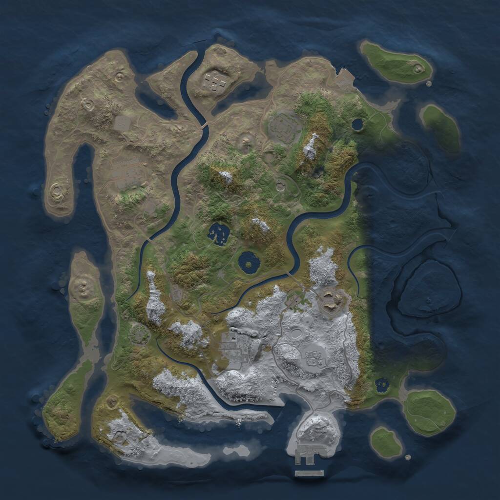 Rust Map: Procedural Map, Size: 3450, Seed: 58685094, 11 Monuments