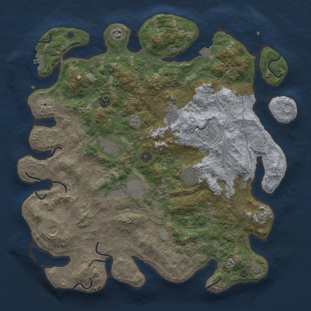 Rust Map: Procedural Map, Size: 4250, Seed: 56863390, 16 Monuments