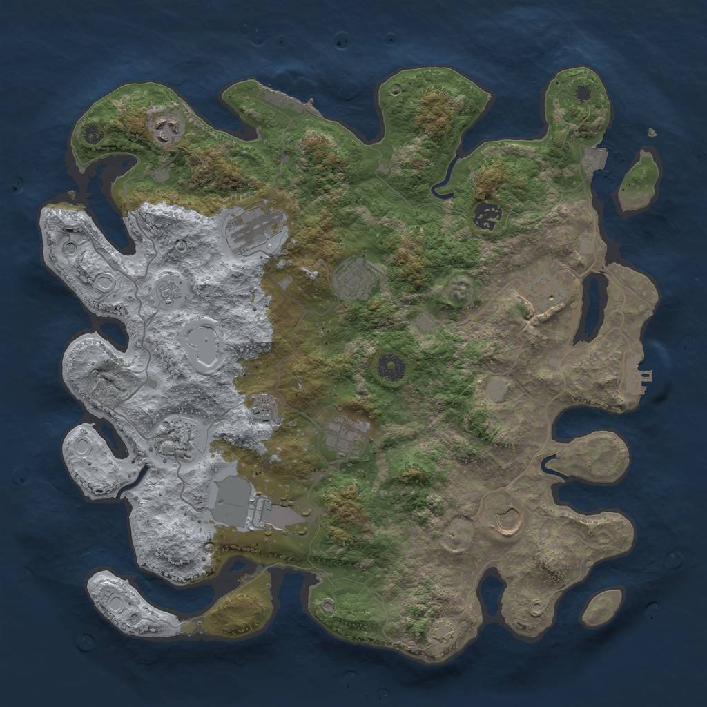 Rust Map: Procedural Map, Size: 3800, Seed: 34170481, 18 Monuments