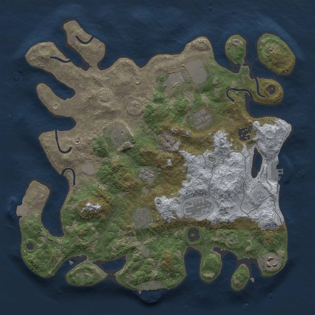 Rust Map: Procedural Map, Size: 3550, Seed: 14184264, 16 Monuments
