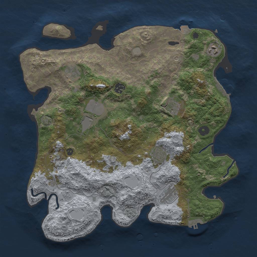 Rust Map: Procedural Map, Size: 3750, Seed: 68771693, 17 Monuments