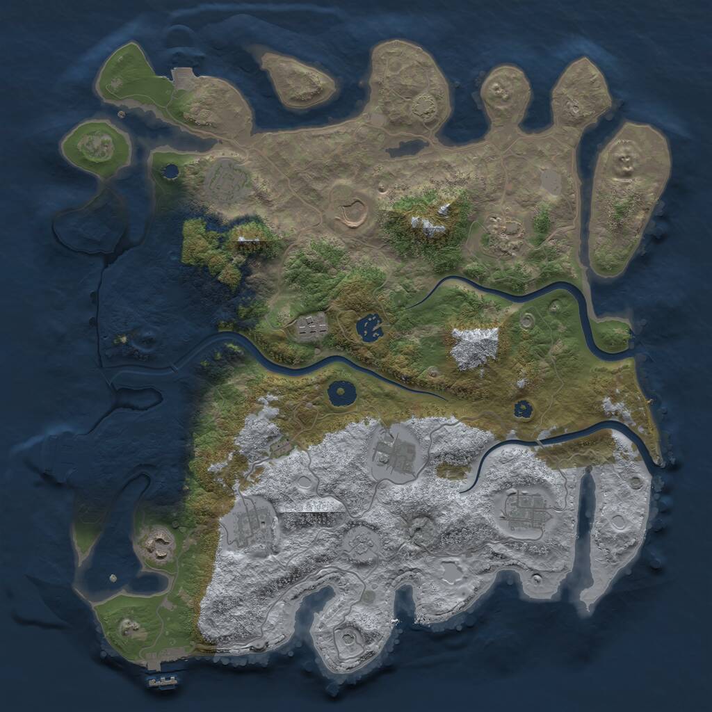 Rust Map: Procedural Map, Size: 3900, Seed: 84101482, 15 Monuments