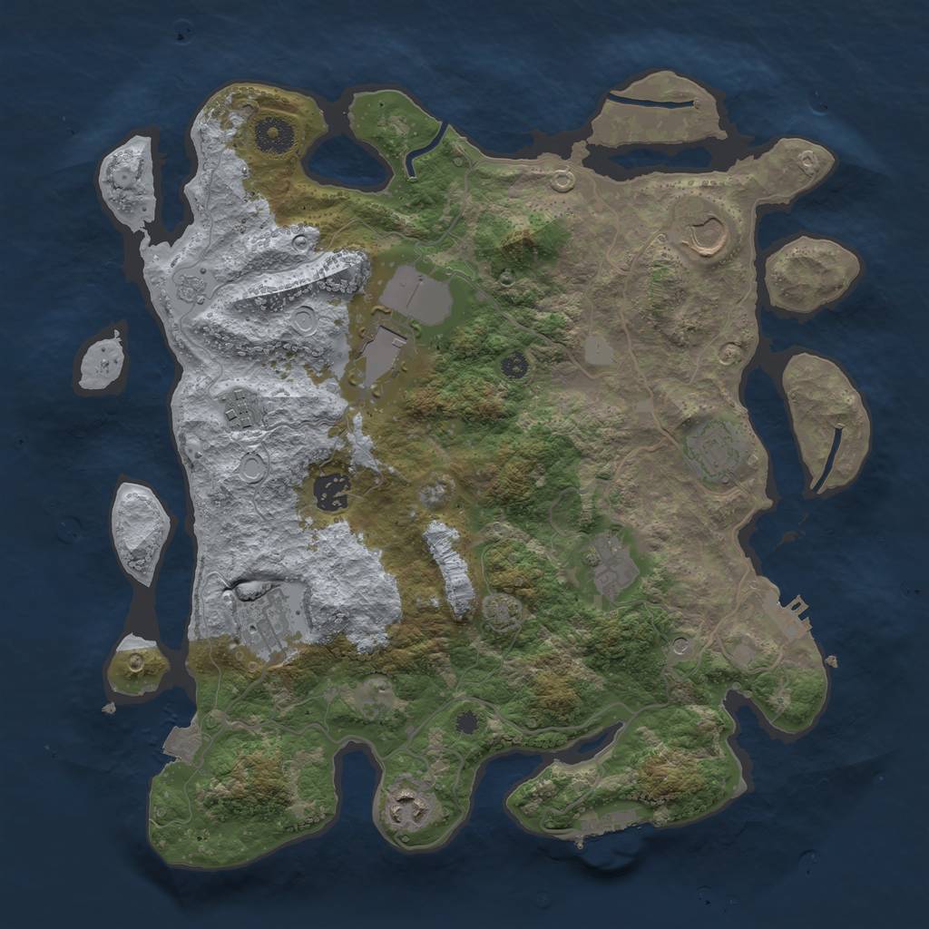 Rust Map: Procedural Map, Size: 3600, Seed: 26534615, 16 Monuments
