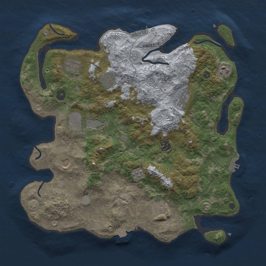 Rust Map: Procedural Map, Size: 3850, Seed: 87523955, 17 Monuments