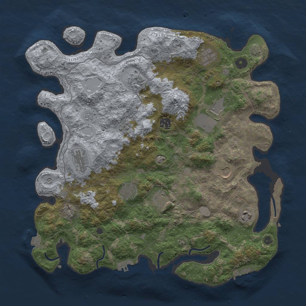 Rust Map: Procedural Map, Size: 4000, Seed: 778866165, 18 Monuments