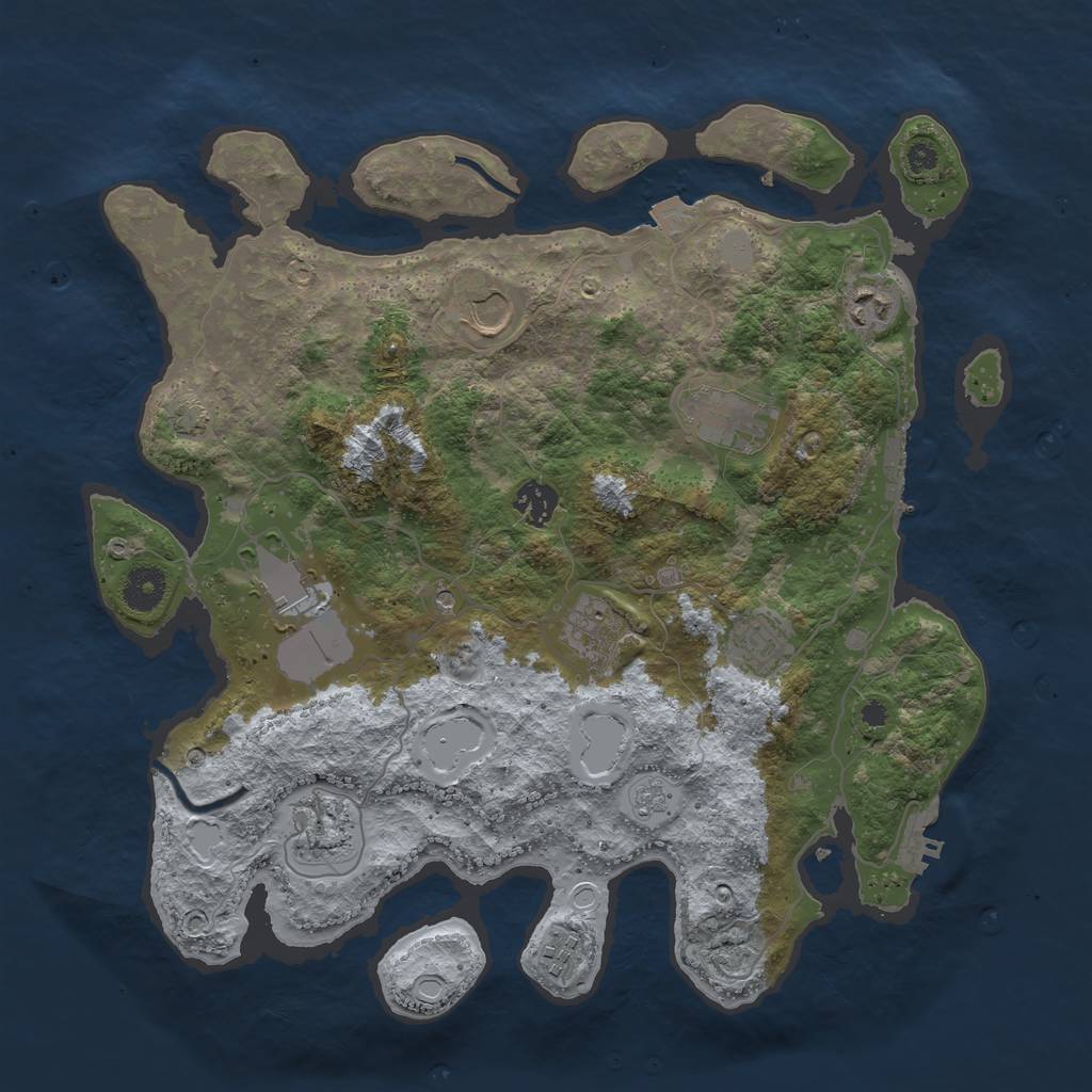Rust Map: Procedural Map, Size: 3750, Seed: 32161, 17 Monuments