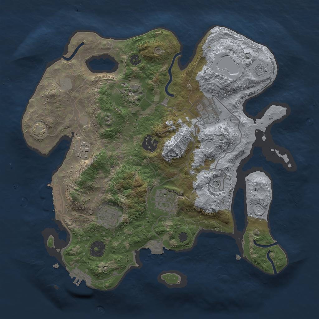 Rust Map: Procedural Map, Size: 3000, Seed: 576118309, 14 Monuments