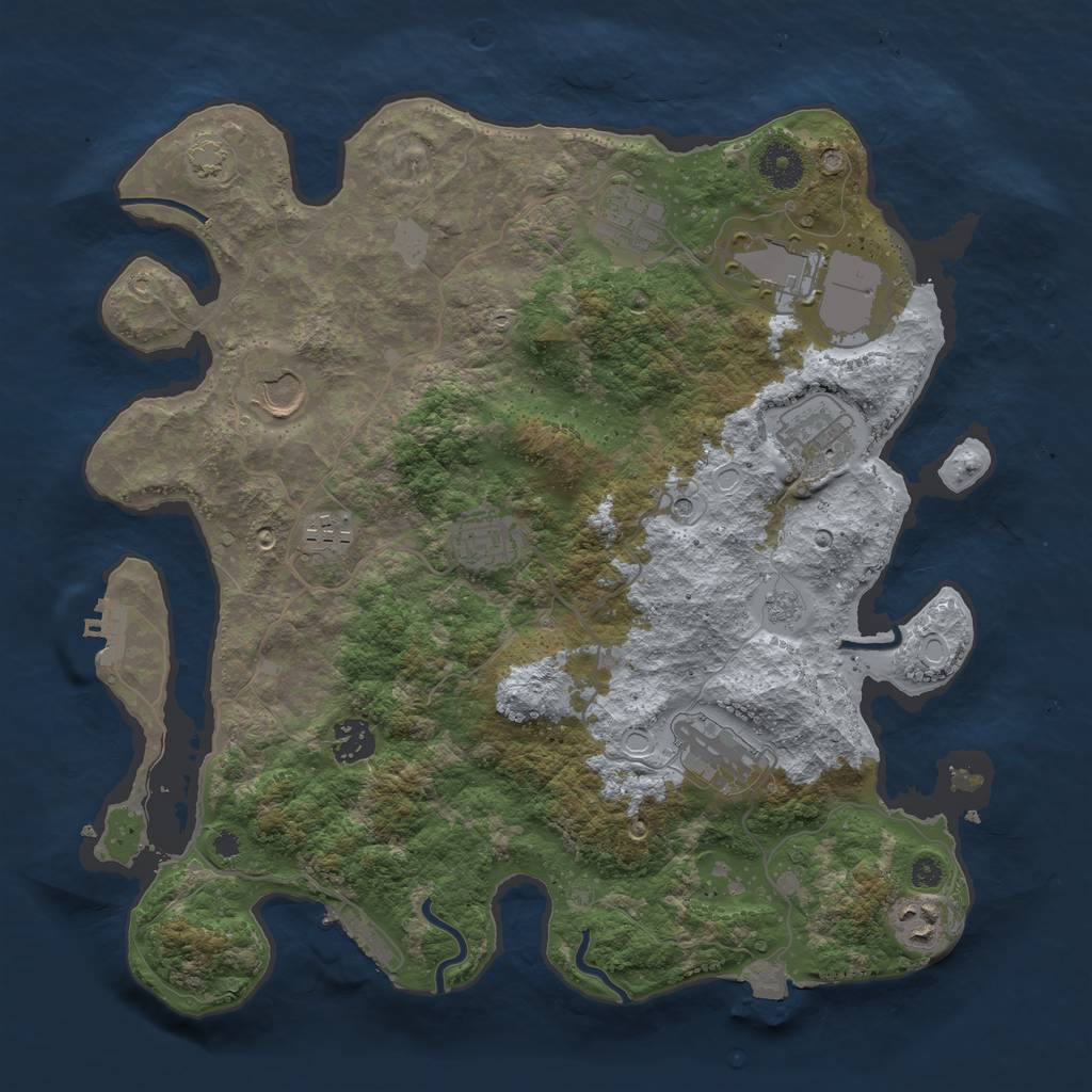 Rust Map: Procedural Map, Size: 3650, Seed: 90334273, 17 Monuments