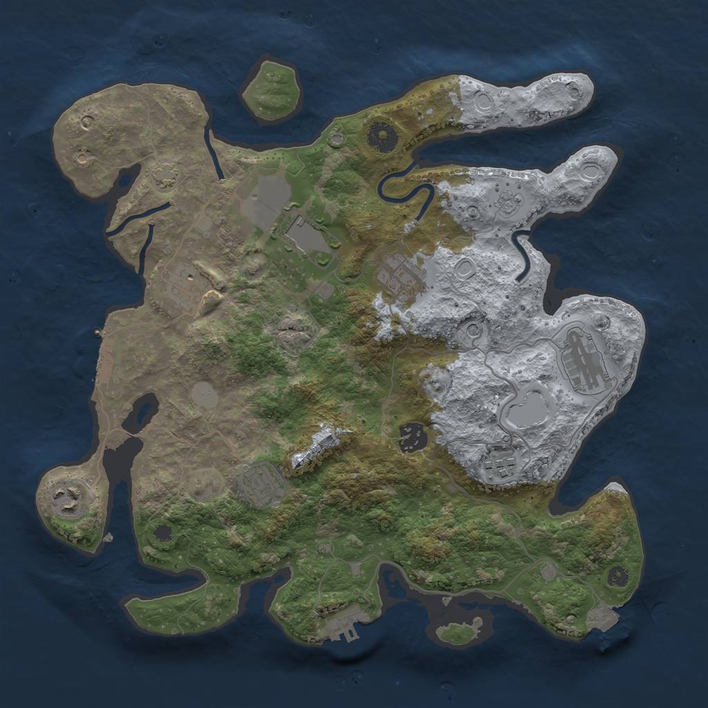 Rust Map: Procedural Map, Size: 3500, Seed: 688899546, 16 Monuments