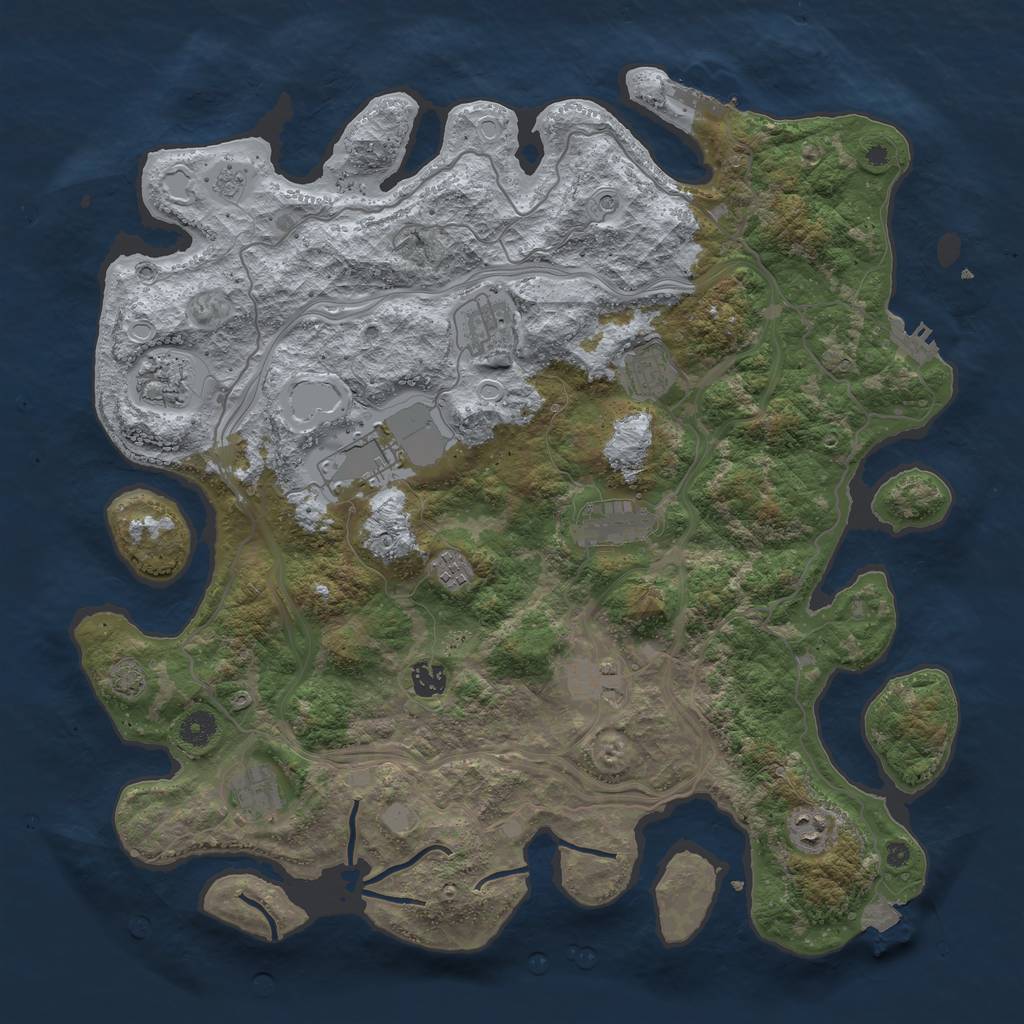 Rust Map: Procedural Map, Size: 4300, Seed: 14706725, 18 Monuments