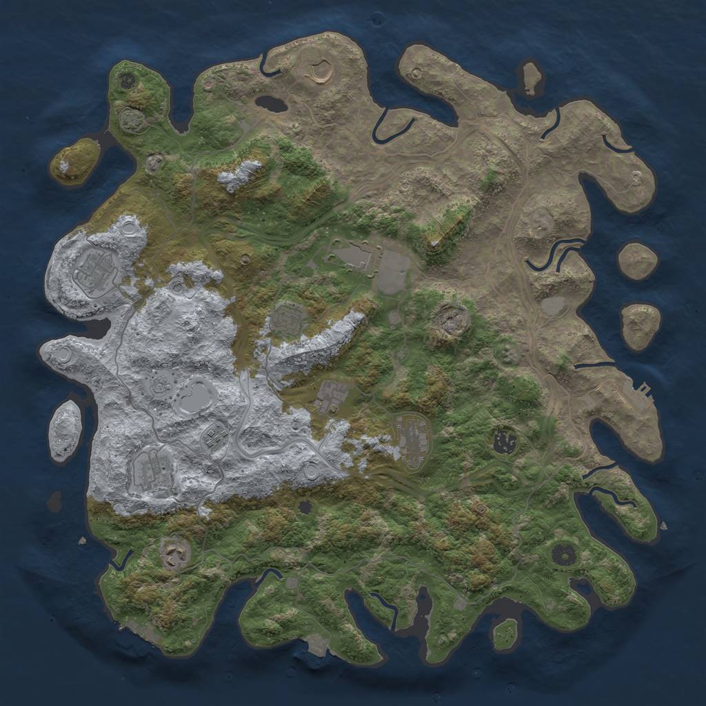 Rust Map: Procedural Map, Size: 4500, Seed: 628914523, 18 Monuments