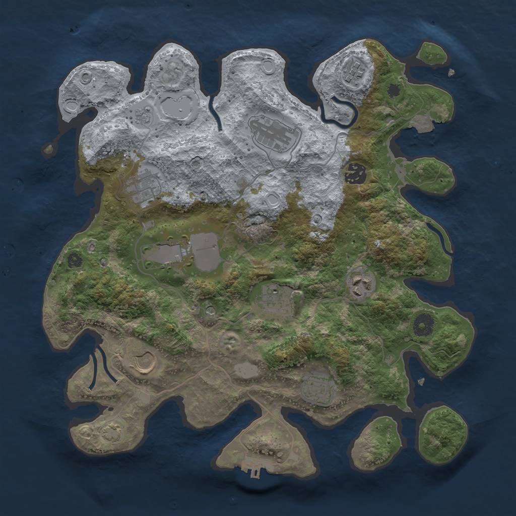 Rust Map: Procedural Map, Size: 3500, Seed: 53440947, 16 Monuments