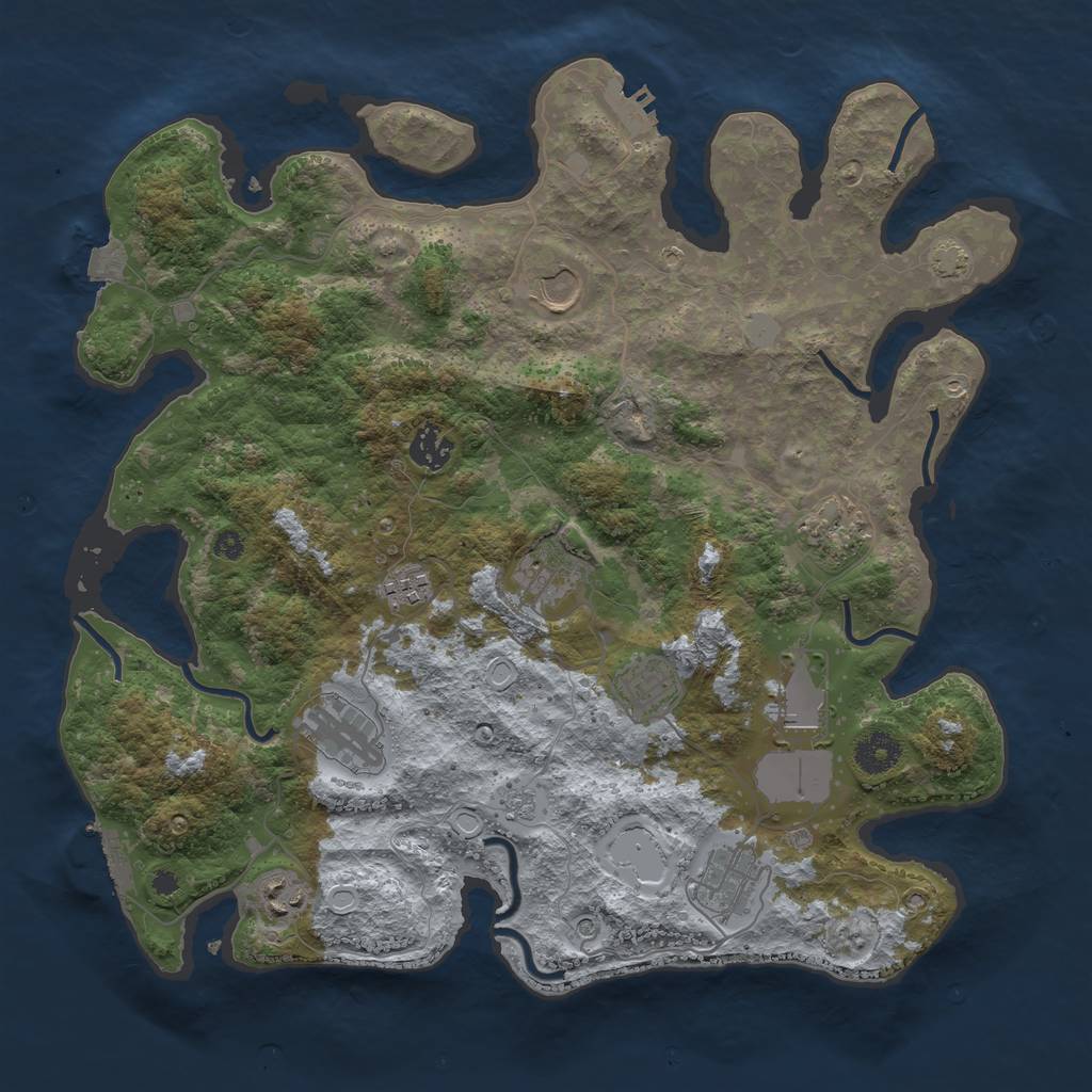 Rust Map: Procedural Map, Size: 3750, Seed: 4758296, 18 Monuments