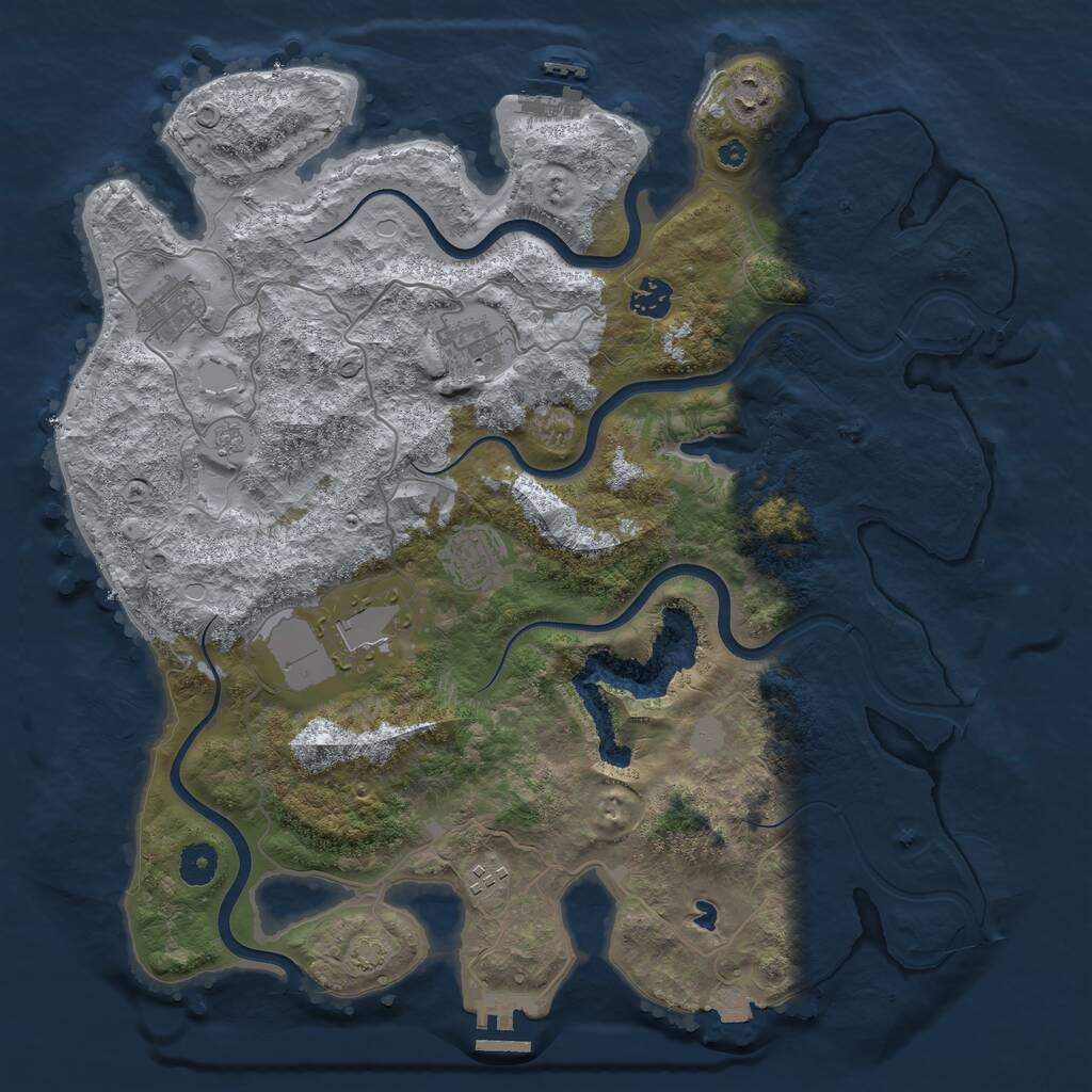 Rust Map: Procedural Map, Size: 4000, Seed: 1152519997, 12 Monuments