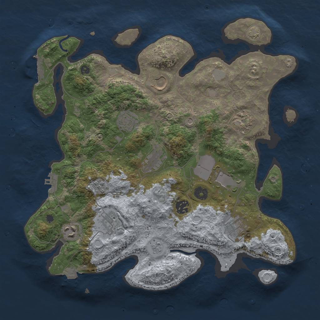 Rust Map: Procedural Map, Size: 3500, Seed: 135376784, 18 Monuments