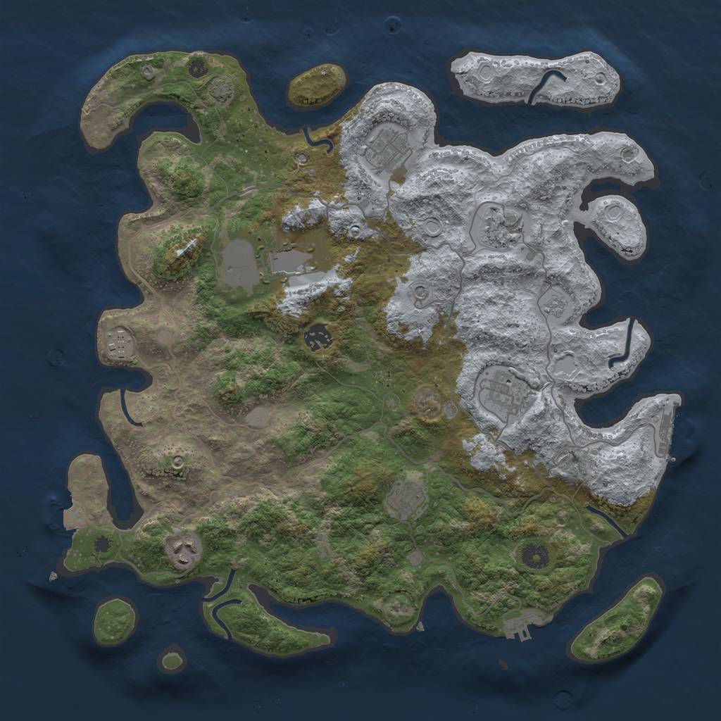 Rust Map: Procedural Map, Size: 4000, Seed: 2024689611, 16 Monuments