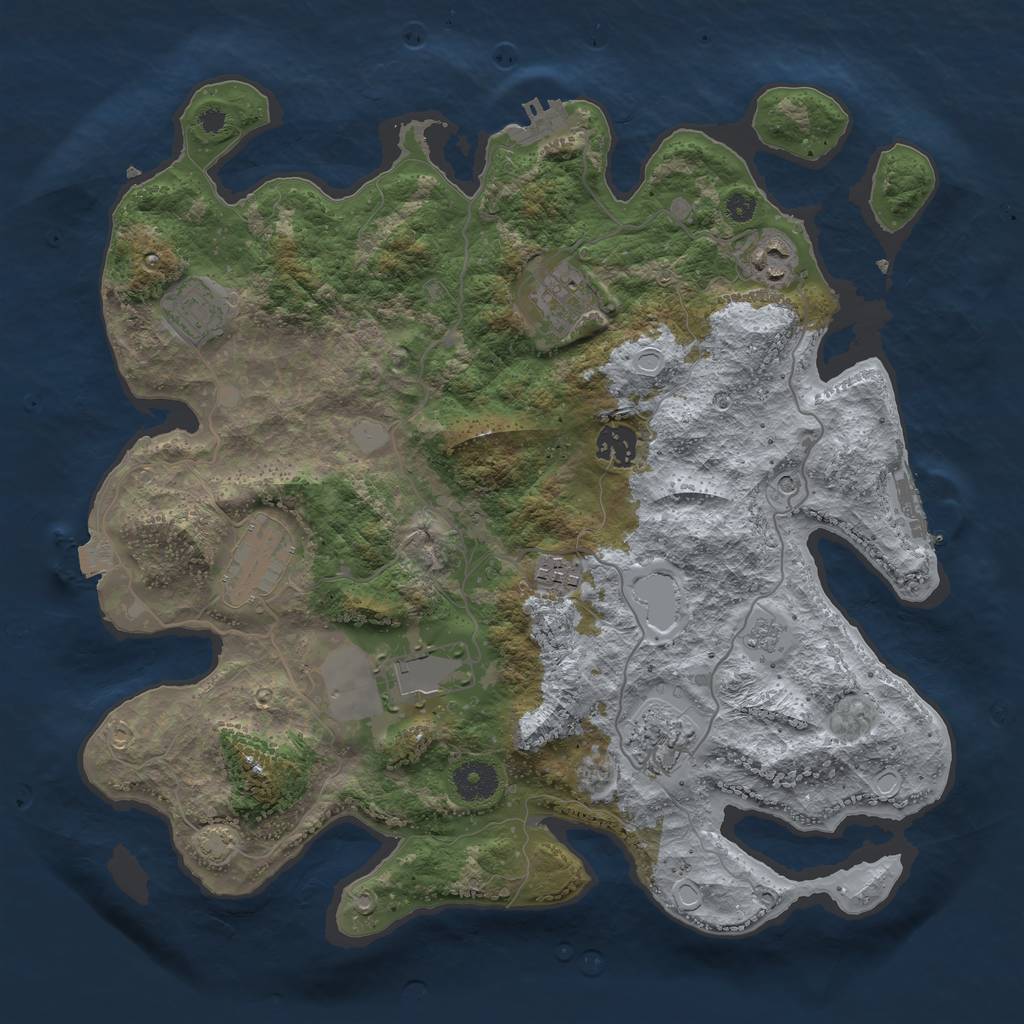 Rust Map: Procedural Map, Size: 3650, Seed: 90558186, 16 Monuments