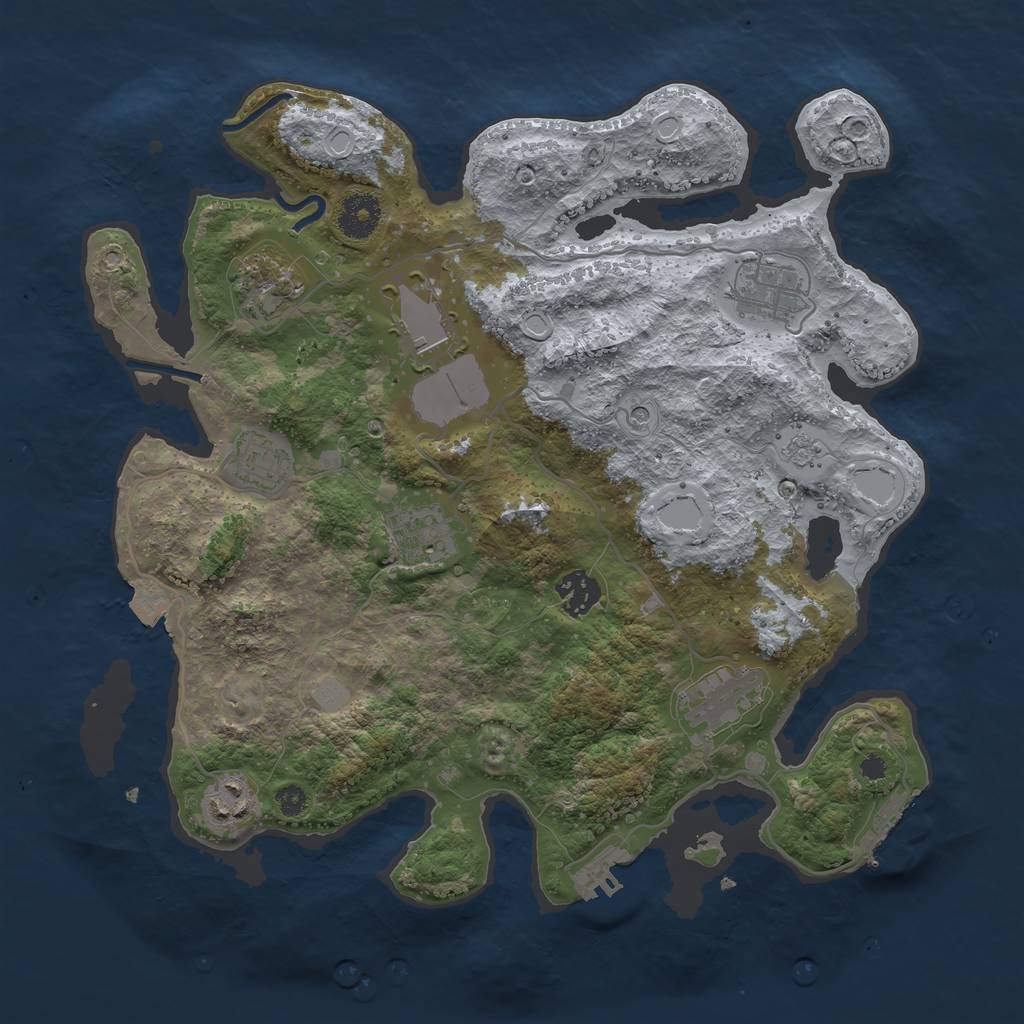 Rust Map: Procedural Map, Size: 3500, Seed: 600370457, 15 Monuments