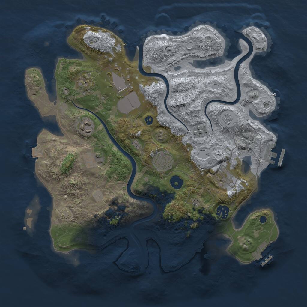 Rust Map: Procedural Map, Size: 3500, Seed: 600370457, 14 Monuments